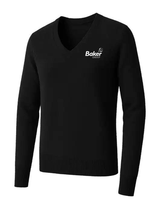 Brooks Brothers Womens Black Washable Merino V-Neck Sweater w/Baker Group Logo