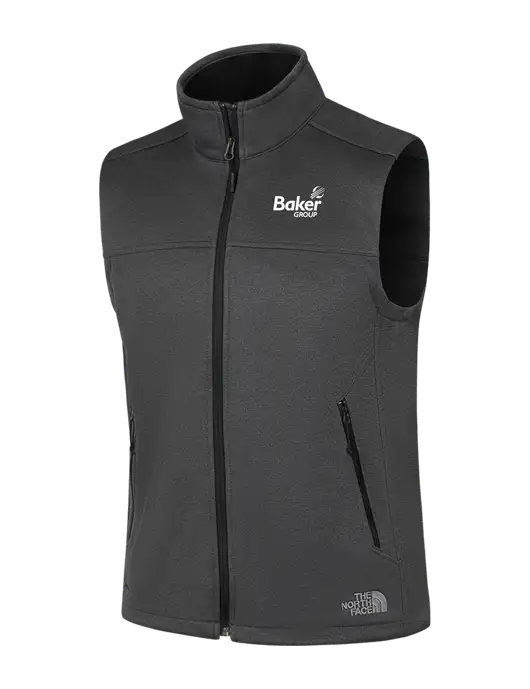 North Face Dark Grey Heather Ridgewall Soft Shell Vest w/Baker Group Logo