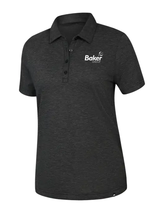 TravisMathew Womens Black Heather Sunnyvale Polo w/Baker Group Logo