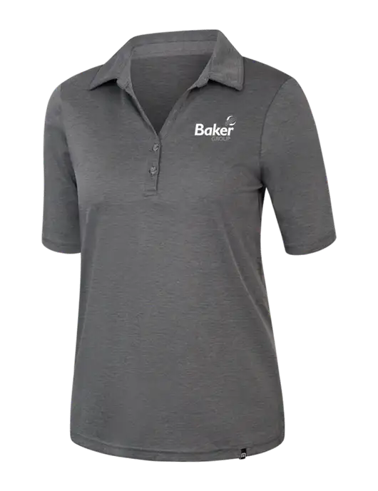TravisMathew Womens Black Heather Sunsetters Polo w/Baker Group Logo