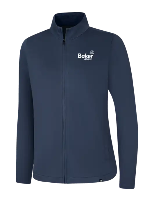 TravisMathew Womens Navy Coveside Full-Zip w/Baker Group Logo