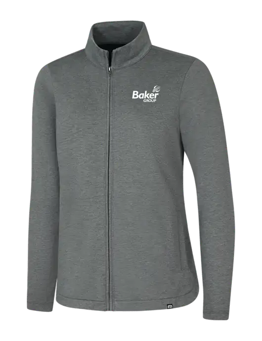 TravisMathew Womens Dark Grey Heather Coveside Full-Zip w/Baker Group Logo