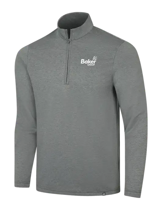 TravisMathew Dark Grey Heather Coveside ¼-Zip w/Baker Group Logo