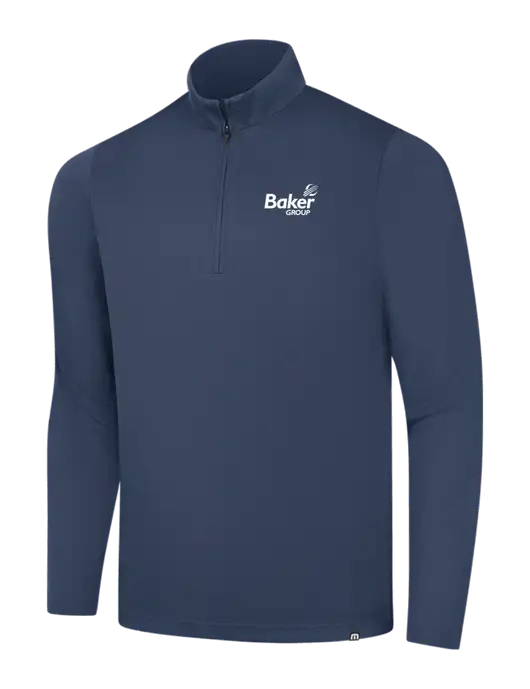 TravisMathew Navy Coveside ¼-Zip w/Baker Group Logo