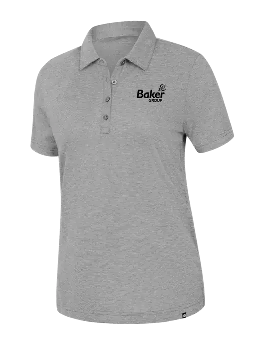 TravisMathew Womens Light Grey Heather Sunnyvale Polo w/Baker Group Logo