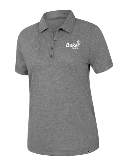 TravisMathew Womens Dark Grey Heather Sunnyvale Polo w/Baker Group Logo