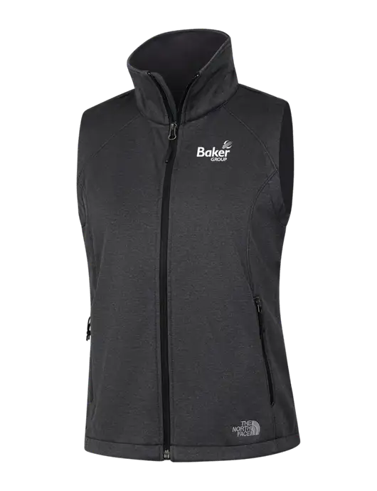 The North Face Womens Dark Grey Heather Ridgewall Soft Shell Vest  w/Baker Group Logo