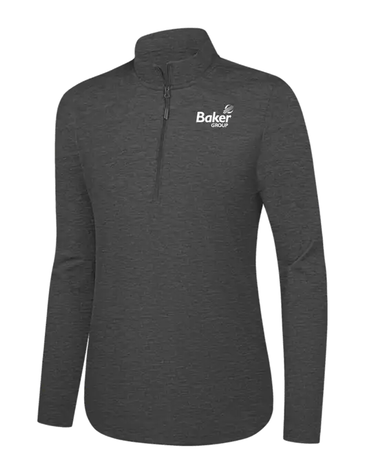  Womens Dark Grey Heather C-FREE Double Knit 1/4-Zip w/Baker Group Logo