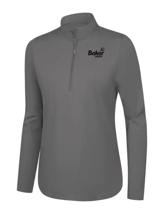 Womens Dark Medium Grey C-FREE Double Knit 1/4-Zip w/Baker Group Logo