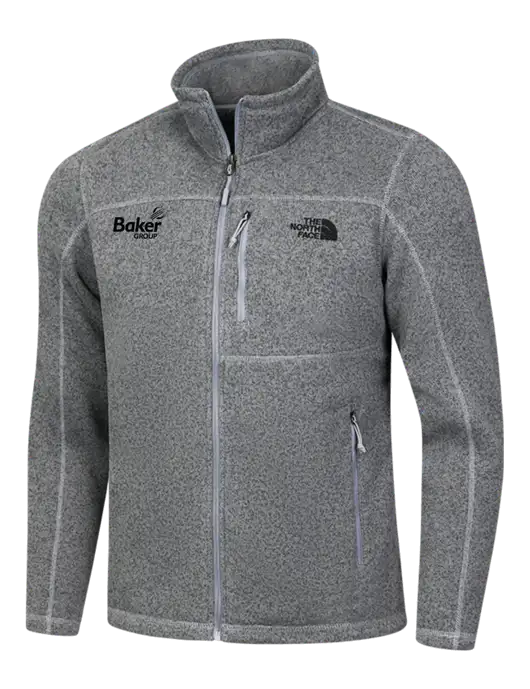 North Face Medium Grey Heather Sweater Fleece Jacket w/Baker Group Logo