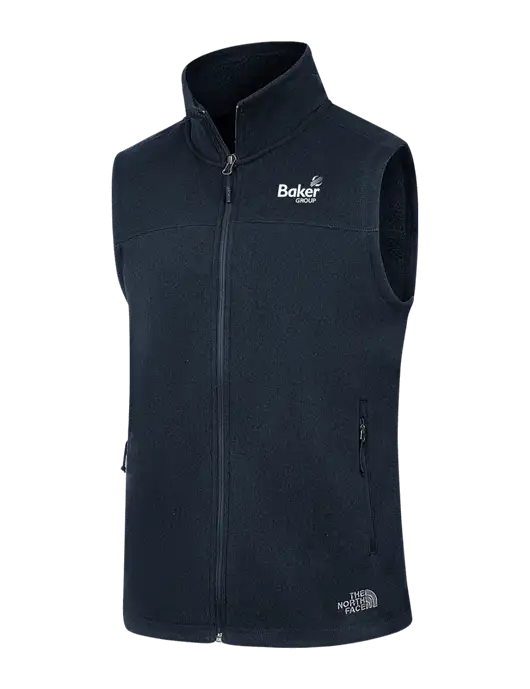 North Face Navy Heather Sweater Fleece Vest w/Baker Group Logo