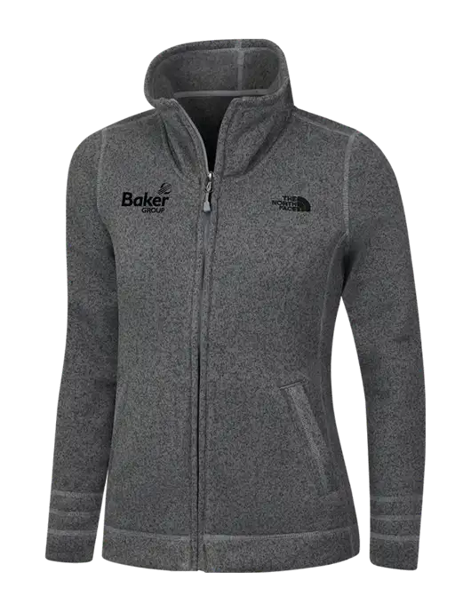 North Face Womens Medium Grey Heather Sweater Fleece Jacket w/Baker Group Logo