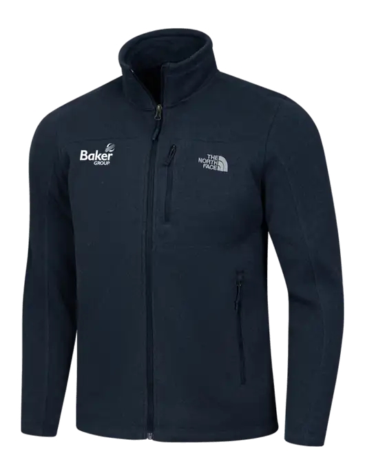 North Face Navy Heather Sweater Fleece Jacket w/Baker Group Logo