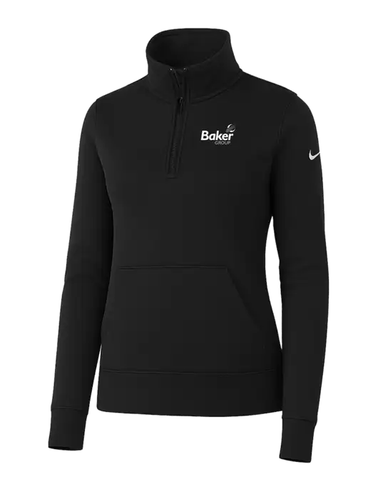 Nike Womens Black Club Fleece Sleeve Swoosh 1/2-Zip w/Baker Group Logo