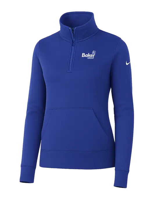Nike Womens Royal Club Fleece Sleeve Swoosh 1/2-Zip w/Baker Group Logo
