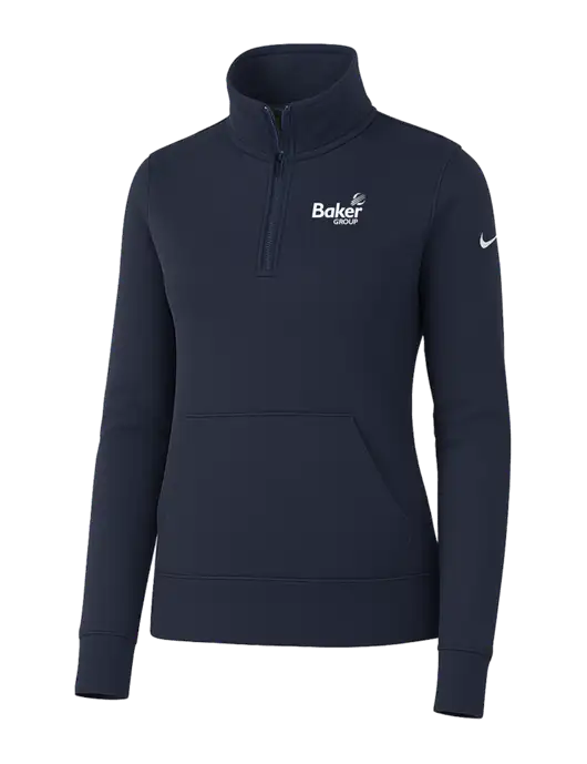 Nike Womens Dark Navy Club Fleece Sleeve Swoosh 1/2-Zip w/Baker Group Logo