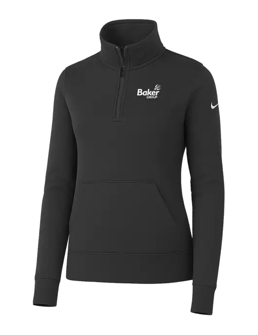 Nike Womens Dark Grey Club Fleece Sleeve Swoosh 1/2-Zip w/Baker Group Logo