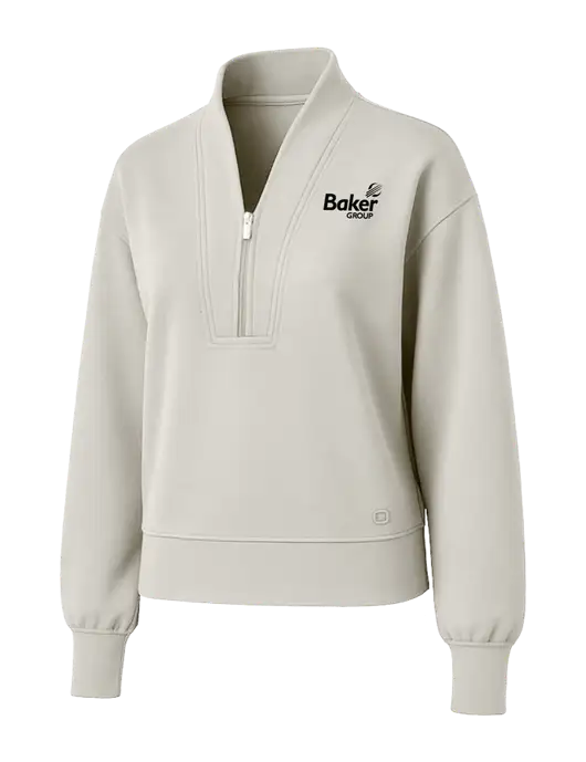 OGIO Womens Ivory Transcend 1/4-Zip w/Baker Group Logo