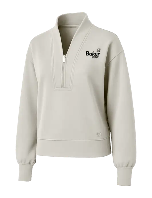 OGIO Womens Ivory Transcend 1/4-Zip w/Baker Group Logo
