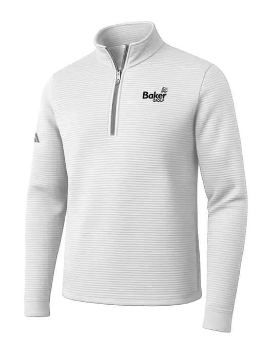 Adidas White Spacer Quarter-Zip Pullover w/Baker Group Logo