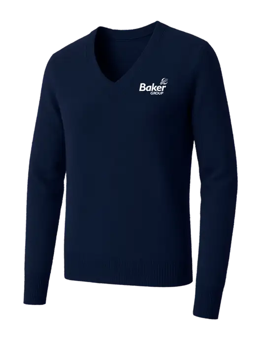 Brooks Brothers Womens Navy Washable Merino V-Neck Sweater w/Baker Group Logo