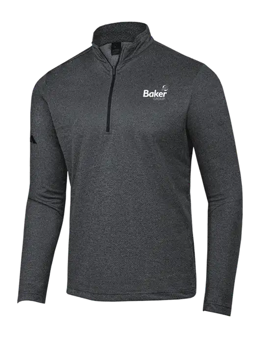 Adidas Black Melange Space Dyed Quarter-Zip Pullover w/Baker Group Logo