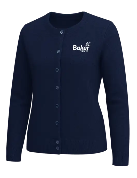 Brooks Brothers Womens Navy Washable Merino Cardigan Sweater w/Baker Group Logo