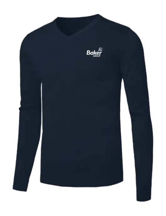 Brooks Brothers Navy Washable Merino V-Neck Sweater w/Baker Group Logo