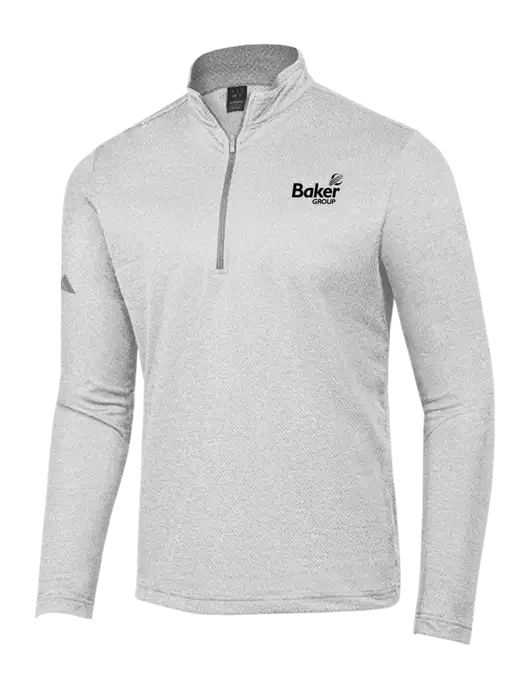 Adidas Light Grey Heather Space Dyed Quarter-Zip Pullover w/Baker Group Logo