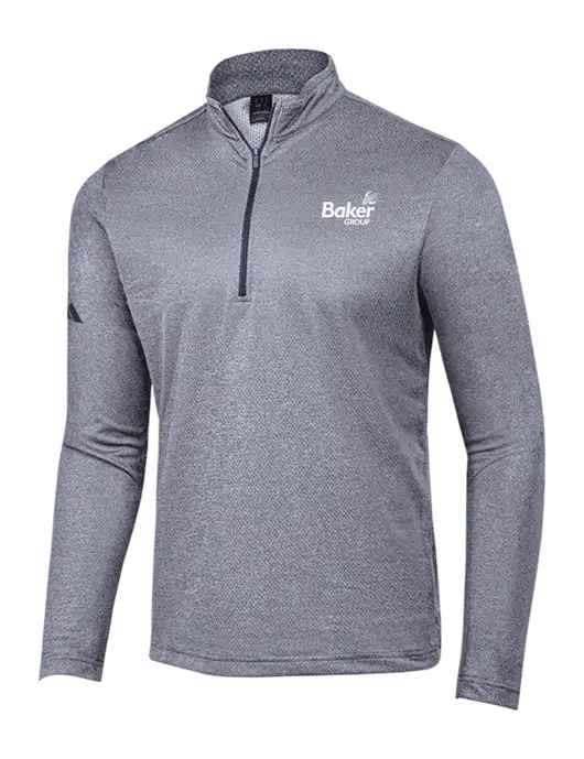 Adidas Navy Melange Space Dyed Quarter-Zip Pullover w/Baker Group Logo