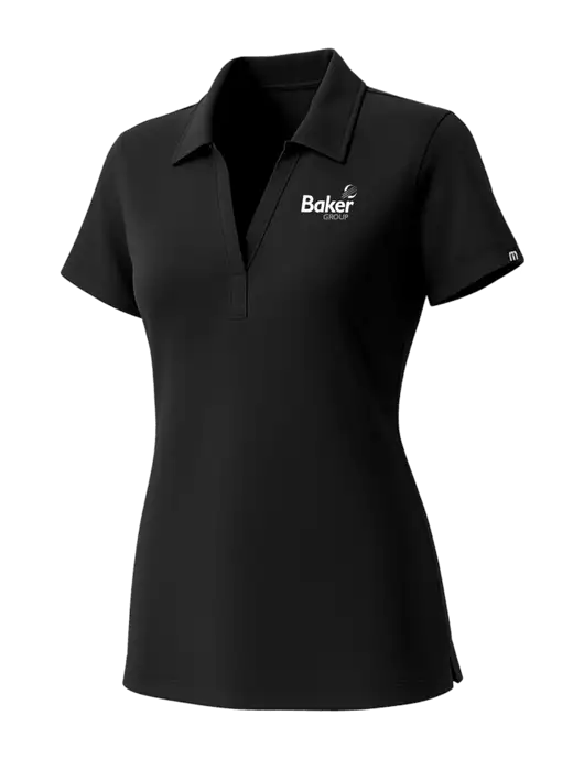 TravisMathew Womens Black Glenview Solid Polo w/Baker Group Logo