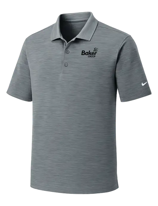 Nike Dri-FIT Medium Grey Striated Polo w/Baker Group Logo