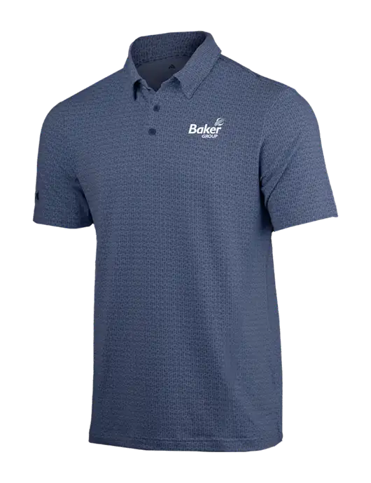 Adidas Light Navy Printed Blend Polo w/Baker Group Logo