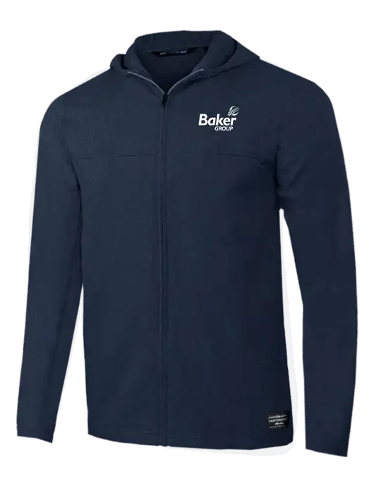 TravisMathew Dark Heather Navy Balboa Hooded Full-Zip Jacket w/Baker Group Logo