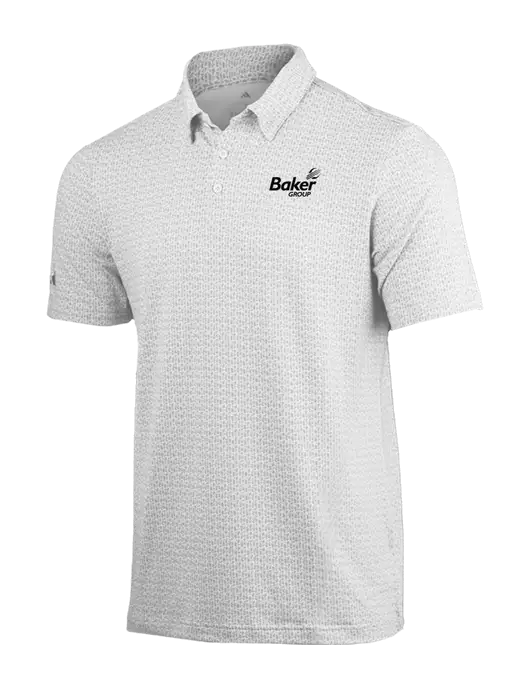 Adidas White Printed Blend Polo w/Baker Group Logo