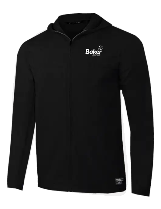 TravisMathew Black Balboa Hooded Full-Zip Jacket w/Baker Group Logo