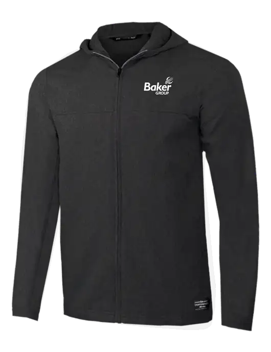 TravisMathew Dark Heather Grey Balboa Hooded Full-Zip Jacket w/Baker Group Logo