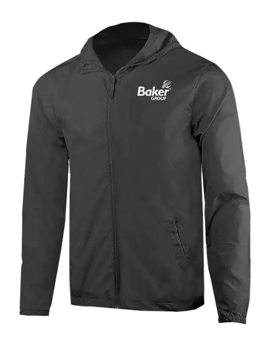 Rainy Day Ultra Lightweight Dark Grey Windbreaker Full-Zip Jacket w/Baker Group Logo