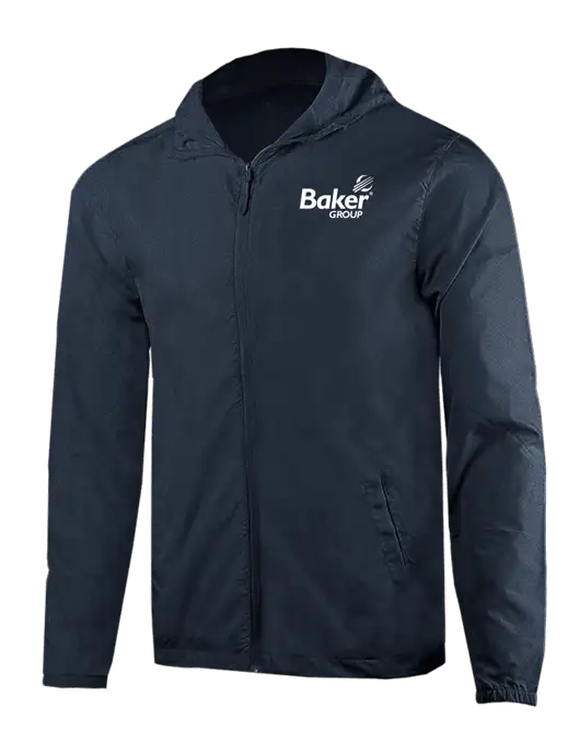 Rainy Day Ultra Lightweight Navy Windbreaker Full-Zip Jacket w/Baker Group Logo