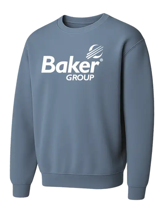 Comfort Colors Garment-Dyed Lightweight Slate Blue Fleece Crewneck Sweatshirt w/Baker Group Logo