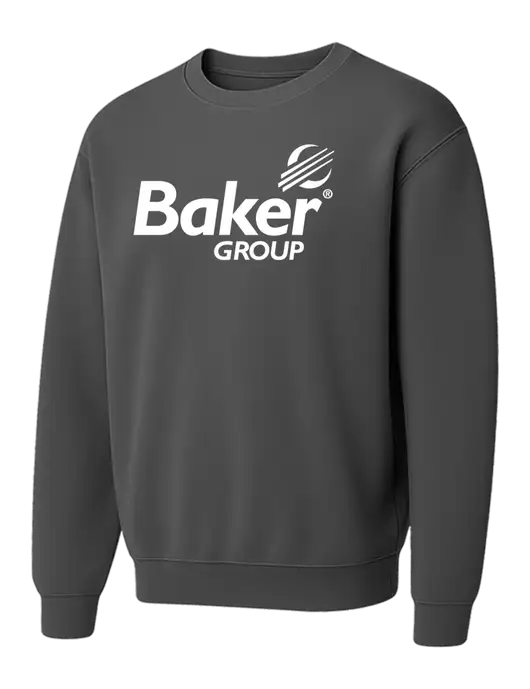 Comfort Colors Garment-Dyed Lightweight Dark Grey Fleece Crewneck Sweatshirt w/Baker Group Logo