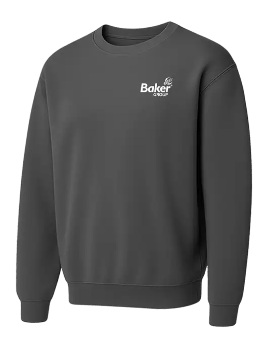 Comfort Colors Garment-Dyed Lightweight Dark Grey Fleece Crewneck Sweatshirt w/Baker Group Logo