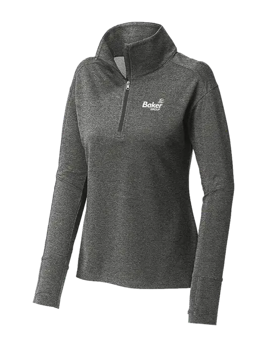 Womens Sport-Wick Flex Fleece Dark Grey Heather 1/4-Zip w/Baker Group Logo