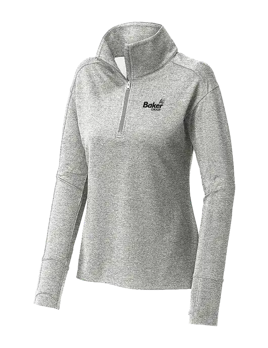 Womens Sport-Wick Flex Fleece Light Grey Heather 1/4-Zip w/Baker Group Logo