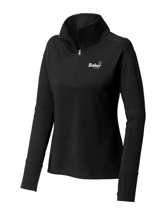 Womens Sport-Wick Flex Fleece Black 1/4-Zip w/Baker Group Logo