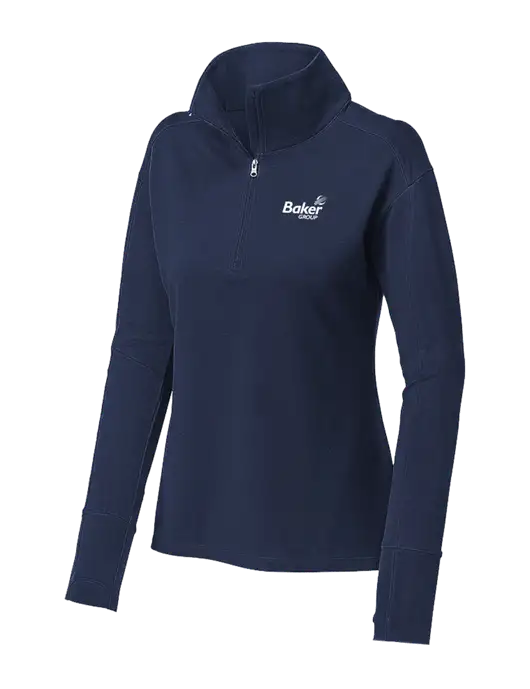 Womens Sport-Wick Flex Fleece Dark Navy 1/4-Zip w/Baker Group Logo