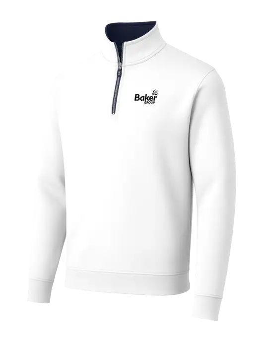 Fairway & Greene Caves Quarter-Zip Tech White Pullover w/Baker Group Logo