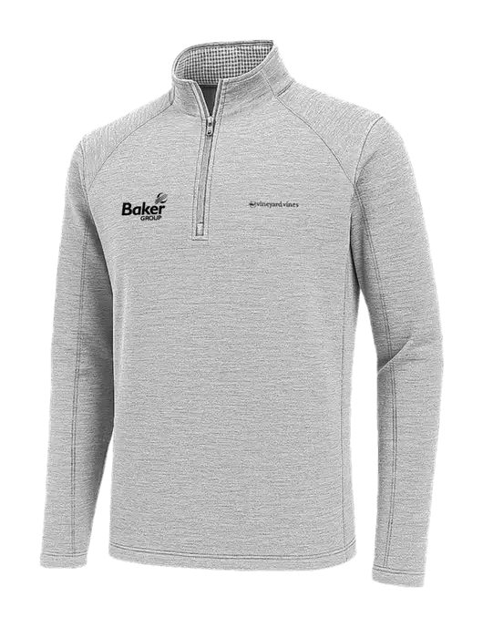 Vineyard Vines Light Grey Hather Sankaty Quarter-Zip Pullover
 w/Baker Group Logo