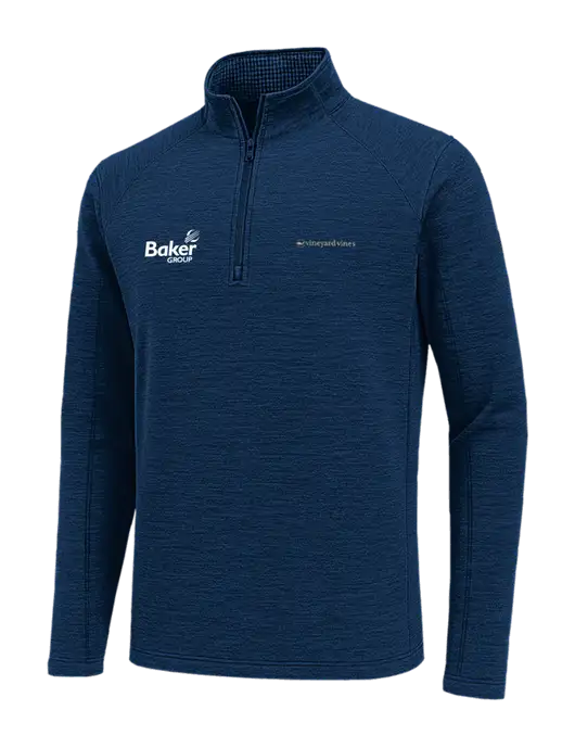 Vineyard Vines Dark Navy Heather Sankaty Quarter-Zip Pullover
 w/Baker Group Logo