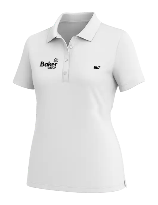 Vineyard Vines Womens White Edgartown Pique Polo w/Baker Group Logo